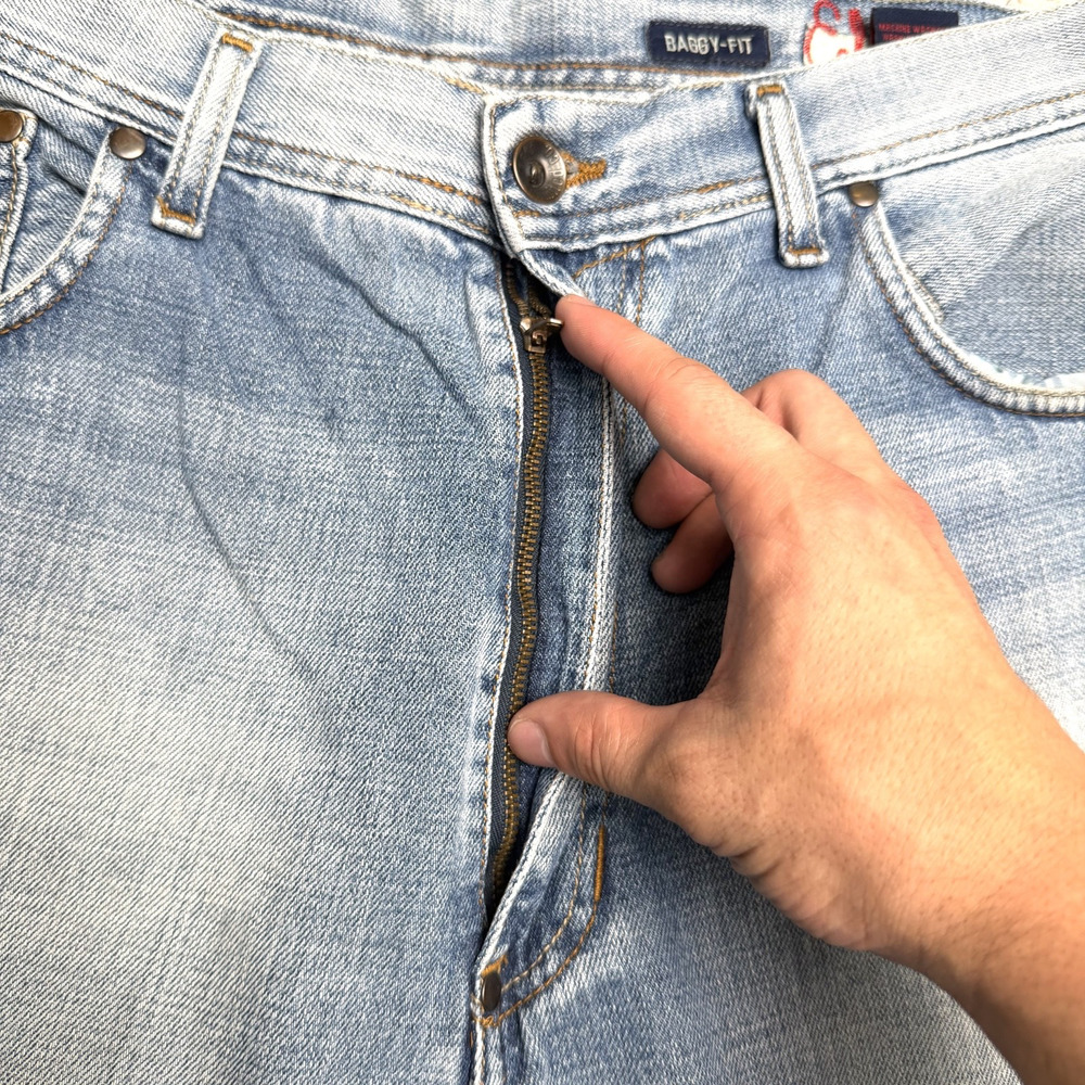 Vintage Y2K Ecko Unltd Light Wash Denim Short 38 Embroidered Pocket Rhino Baggy - Picture 6 of 13